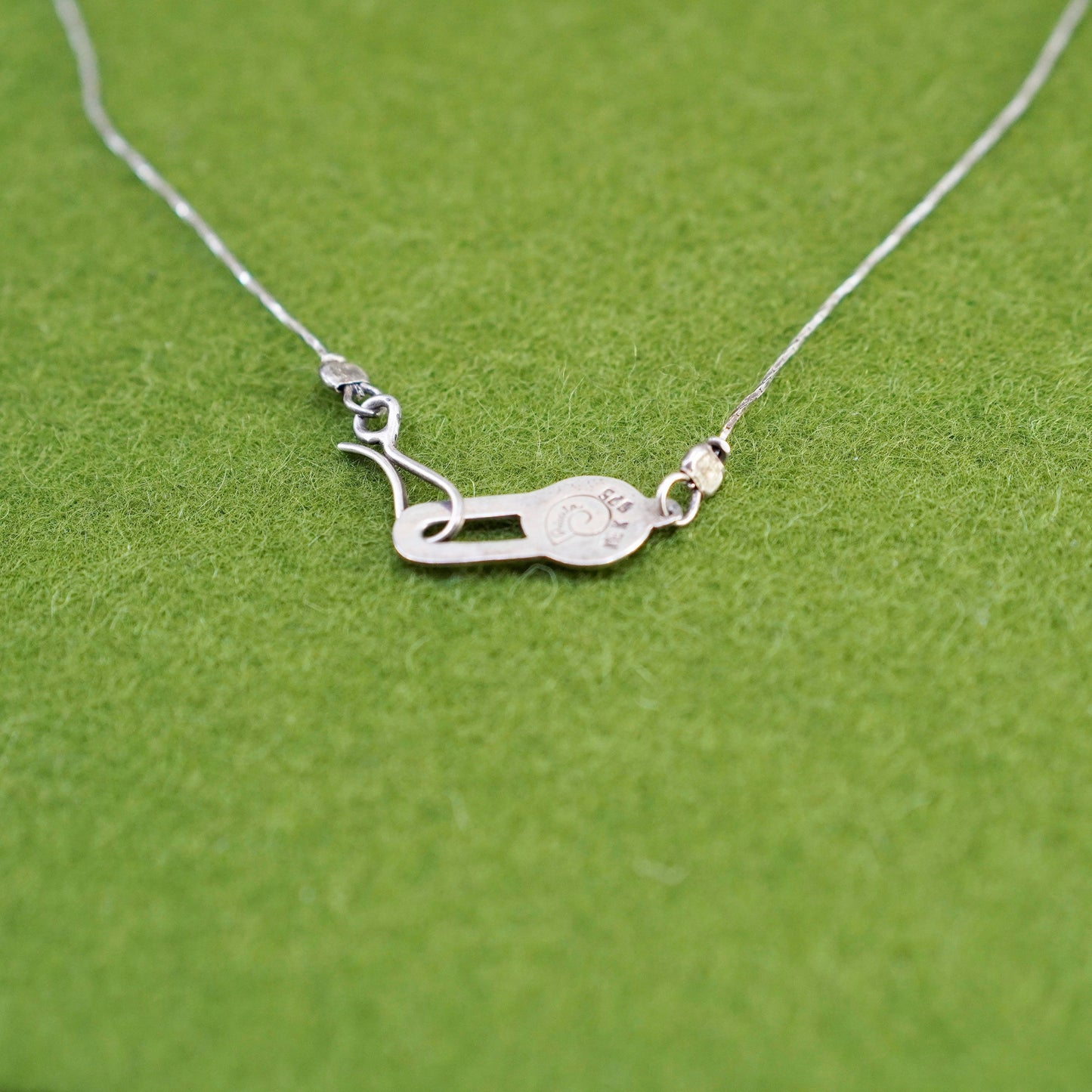 16”, sterling 925 silver handmade necklace, twisted snake chain Apple pendant