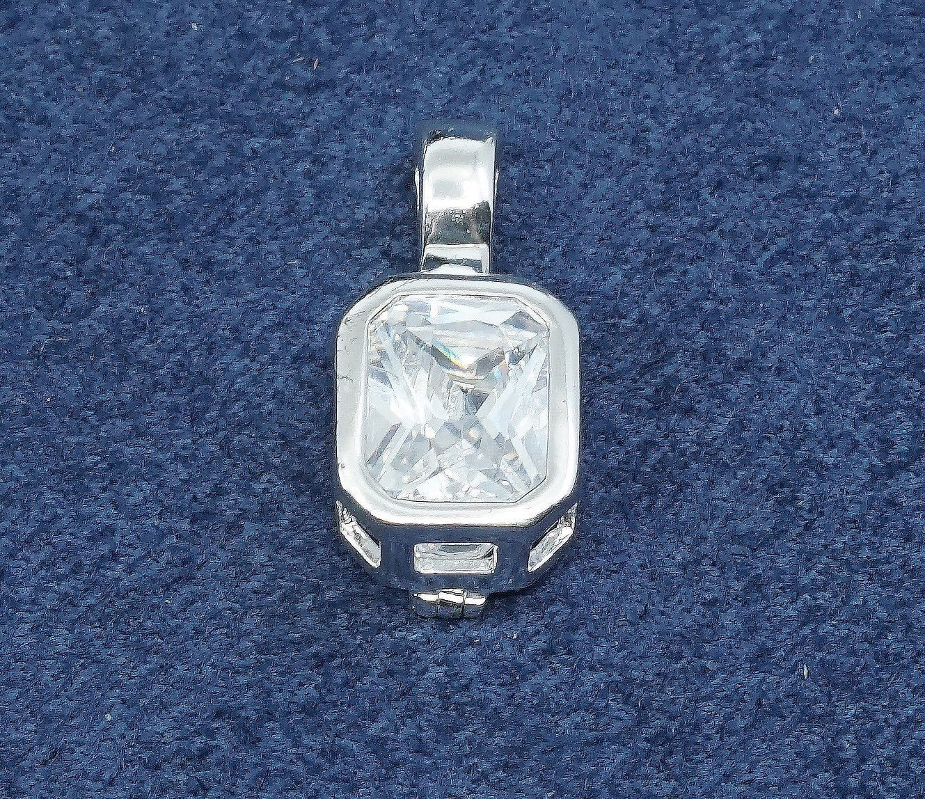 vtg interchangeable Sterling silver handmade pendant, 925 w/ square crystal