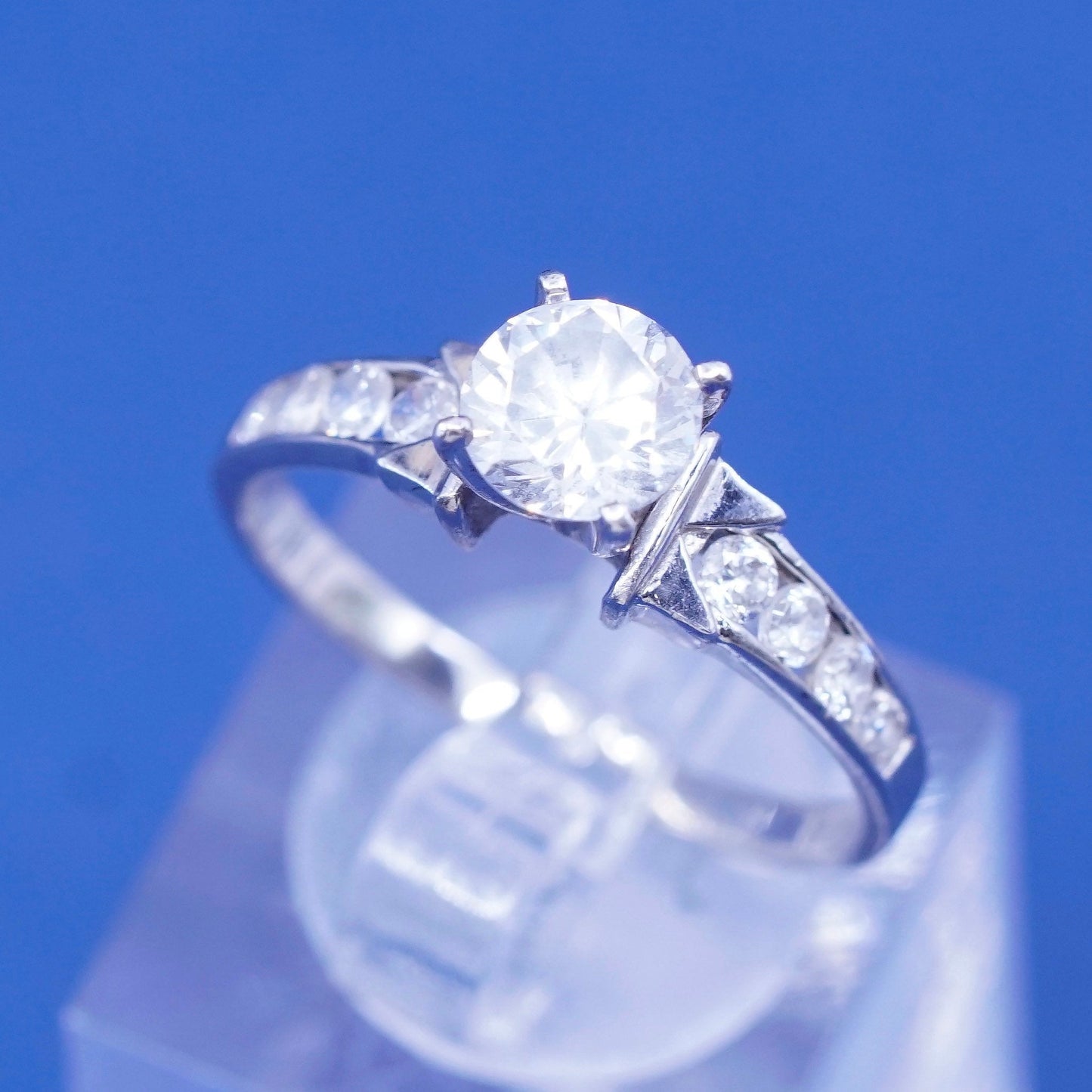 Size 9.25, vintage Sterling silver handmade ring, 925 engagement ring w/ cz