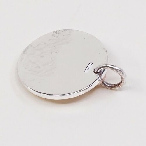 Vintage Two Tone Sterling Silver Pendant, 925 Quote Tag “be Happy” Copper Heart