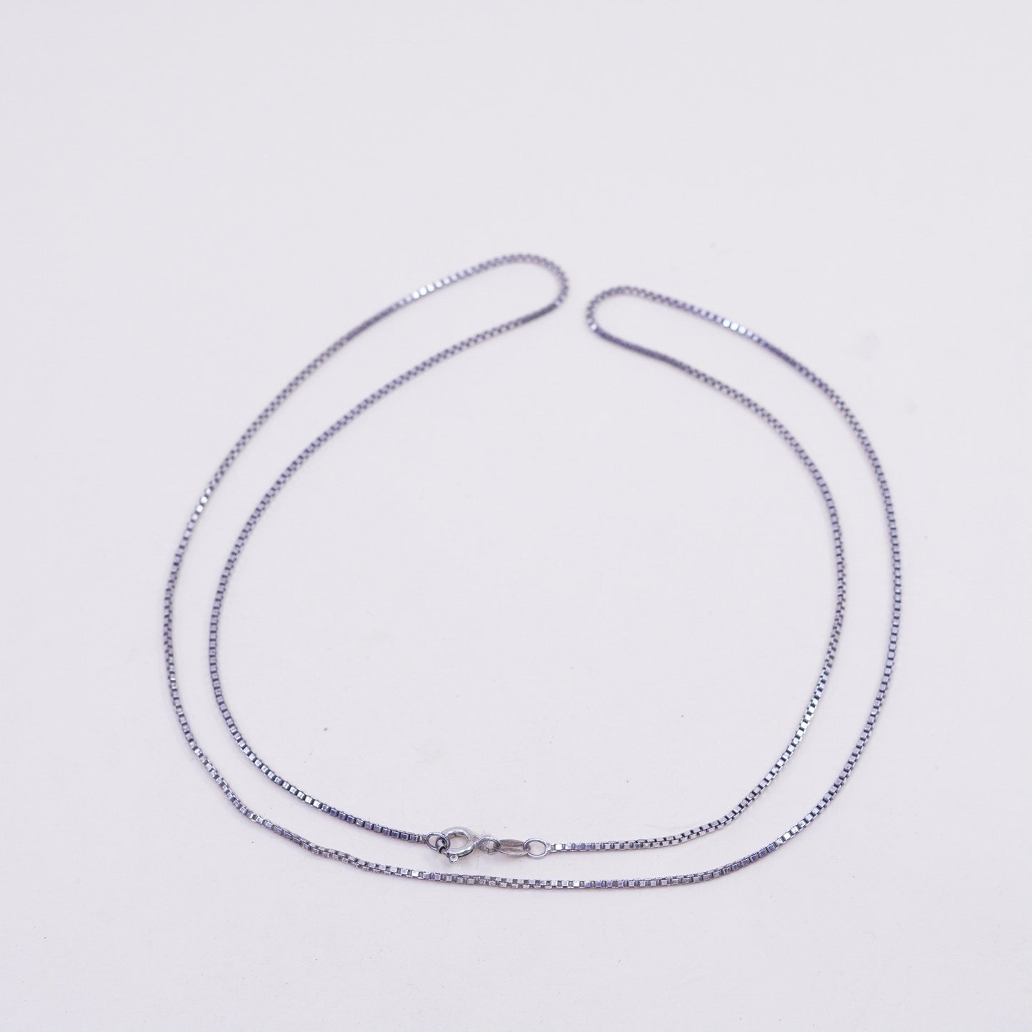 24”, 1mm, Vintage Italian sterling 925 silver box chain, necklace