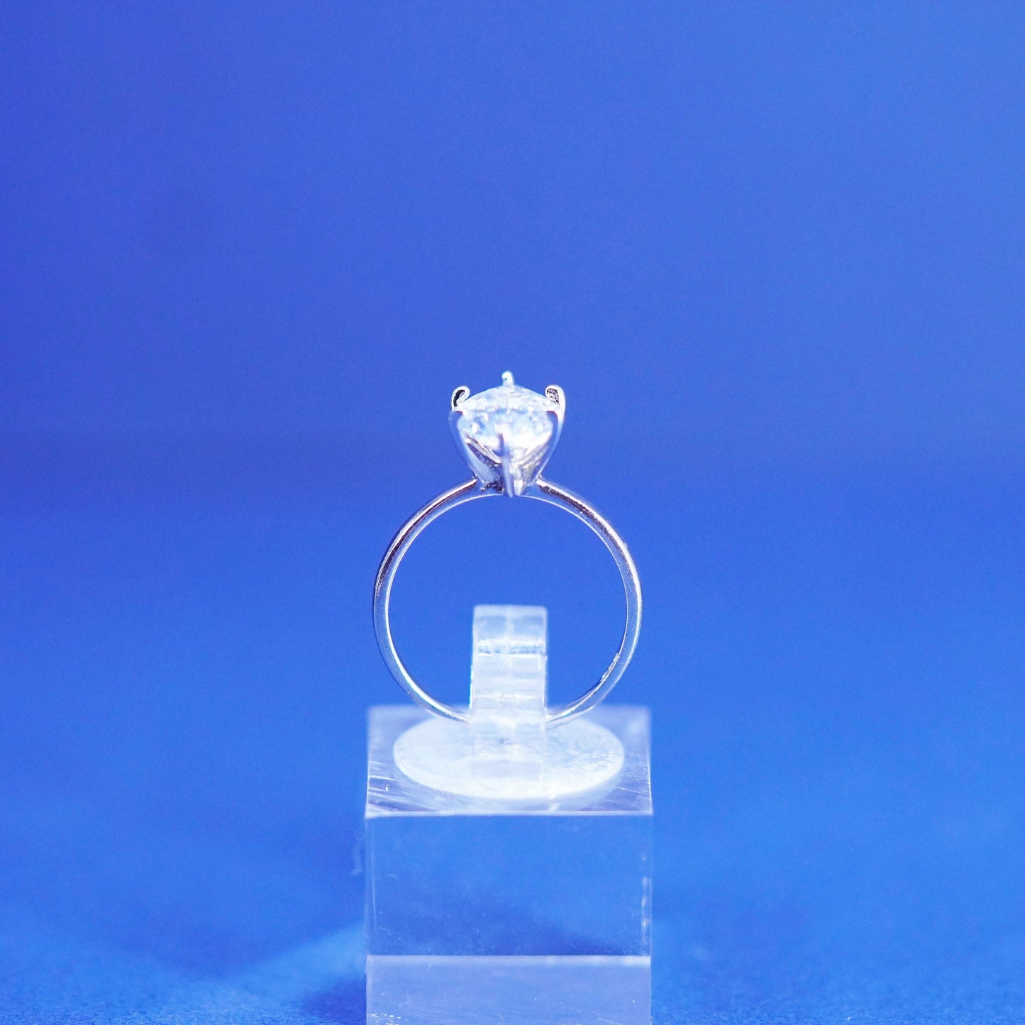 Size 5, vintage Sterling 925 silver handmade engagement ring with cz detail