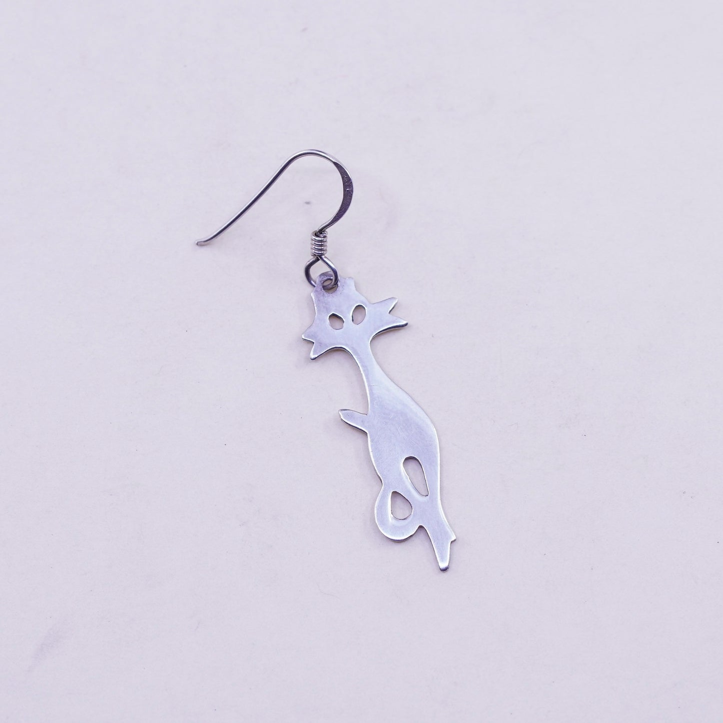 Vintage Sterling silver handmade earrings, Mexico 925 cat dangles