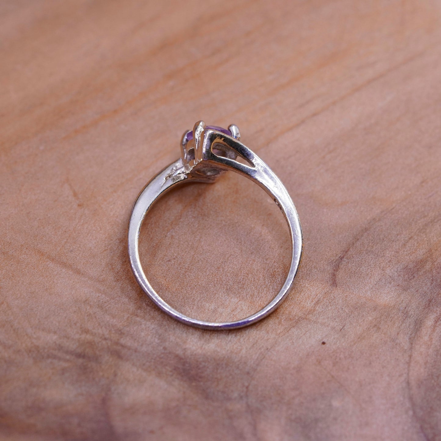 Size 7, vermeil gold over Sterling silver handmade ring, 925 band amethyst