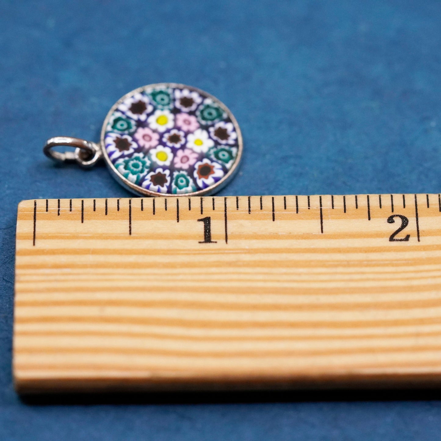 handmade sterling 925 silver tag pendant with multiciori pendant, murano glass