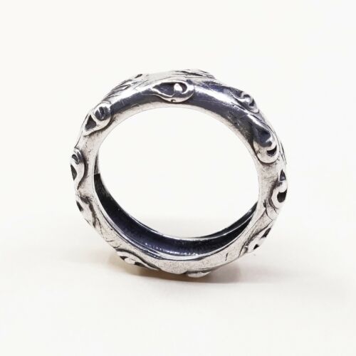 Size 7, Vtg Mexico TMD Sterling Silver Handmade Ring 925 Band W/ Beads