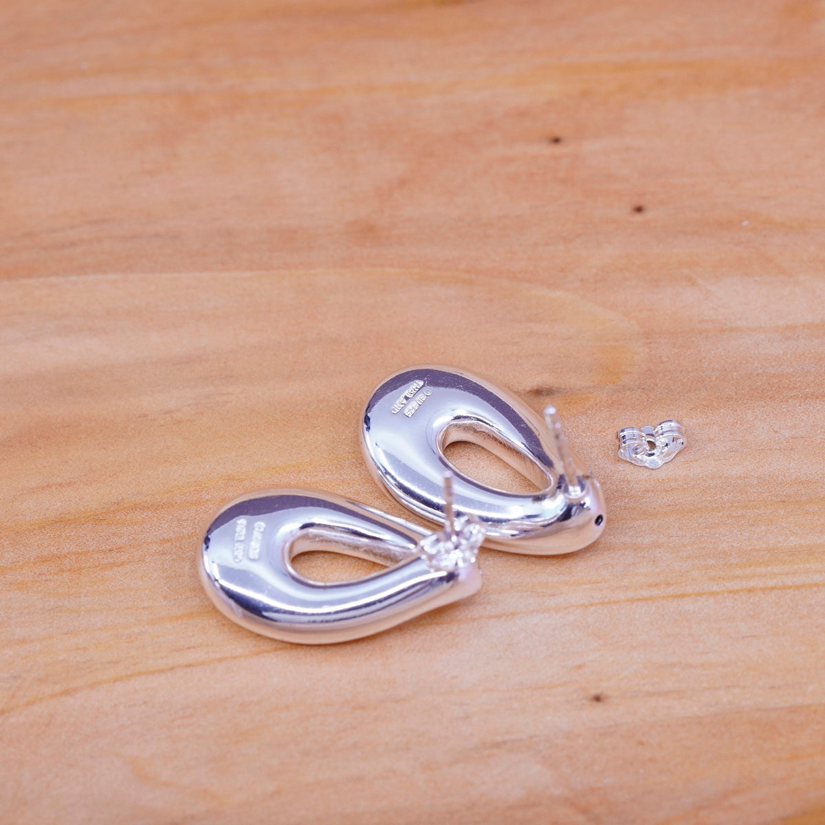 Vintage Sterling silver handmade earrings, 925 teardrop studs