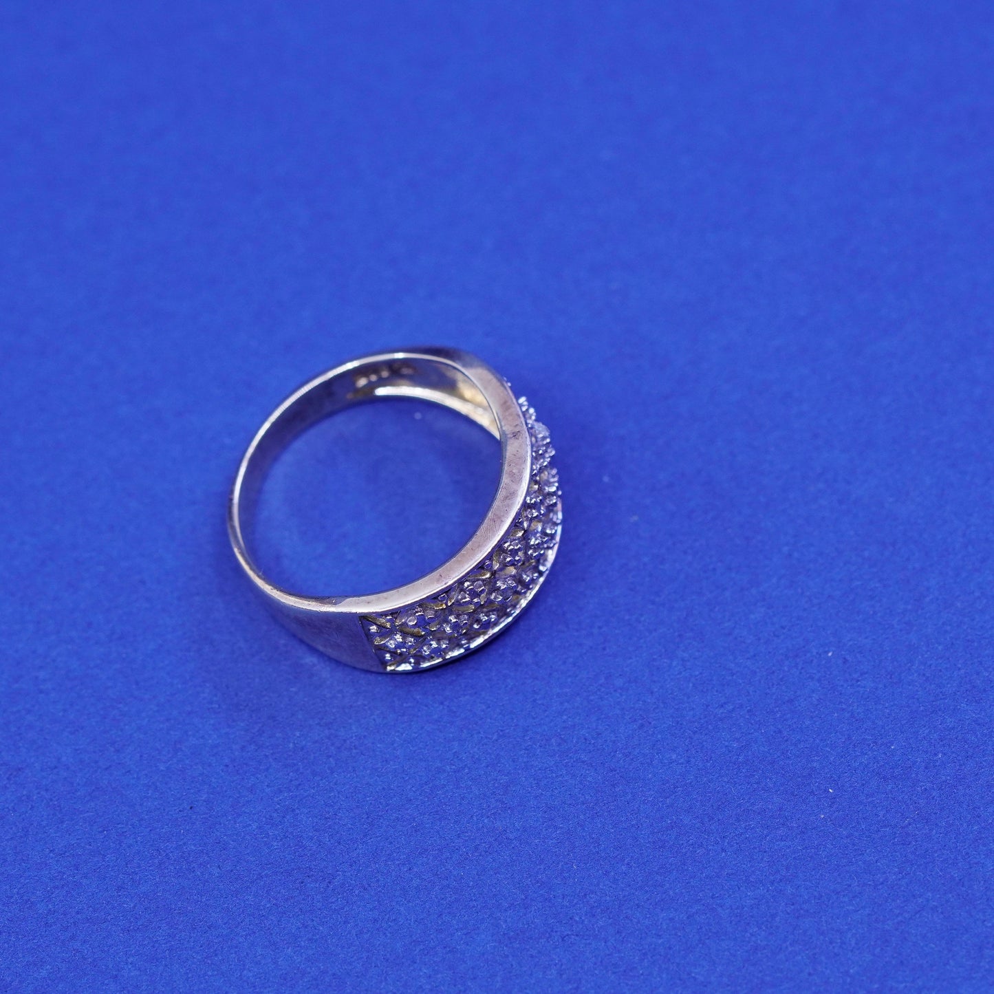 Size 8, vermeil gold filled Sterling silver engagement ring, 925 band diamond