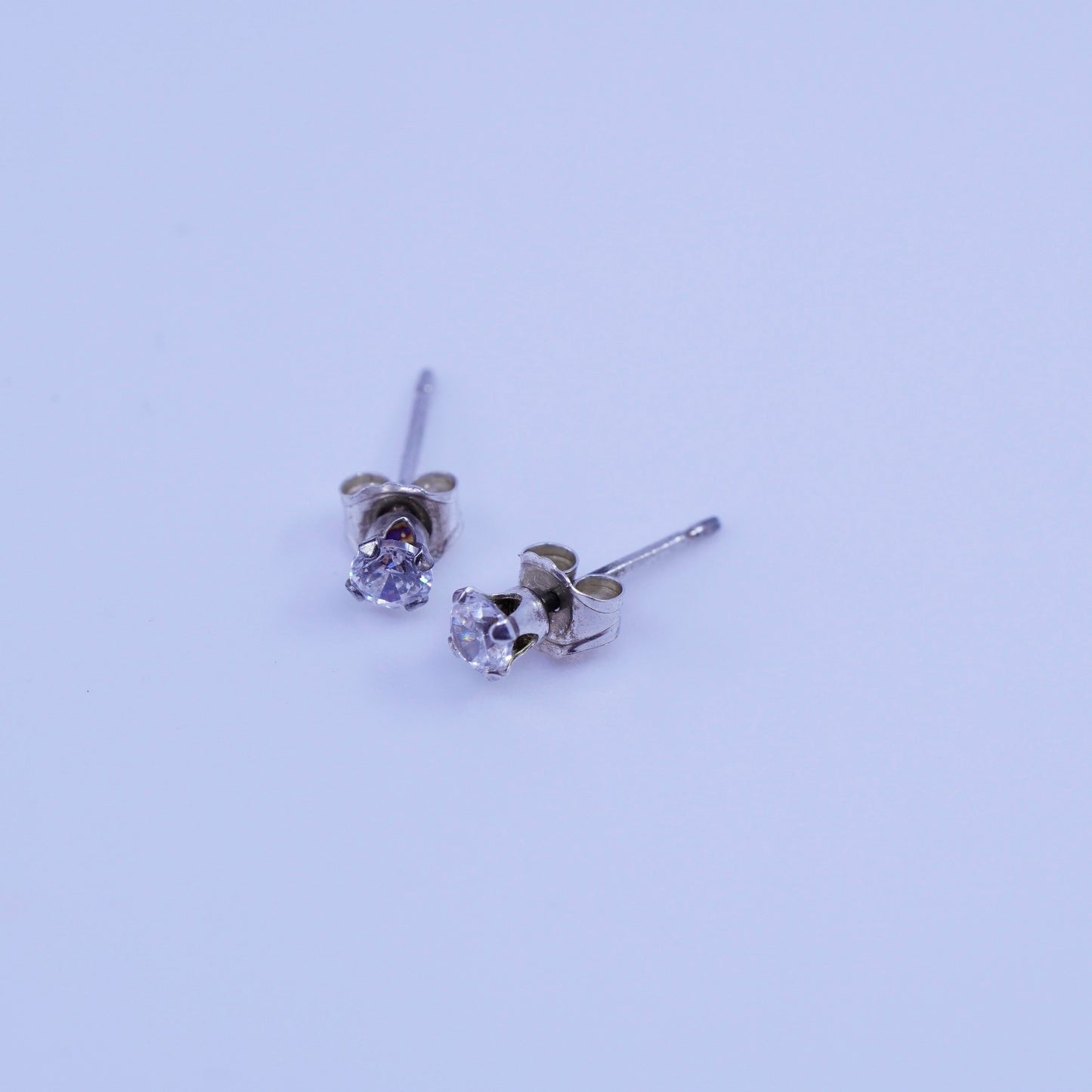 Vintage Sterling 925 silver earrings, studs with cz inlay