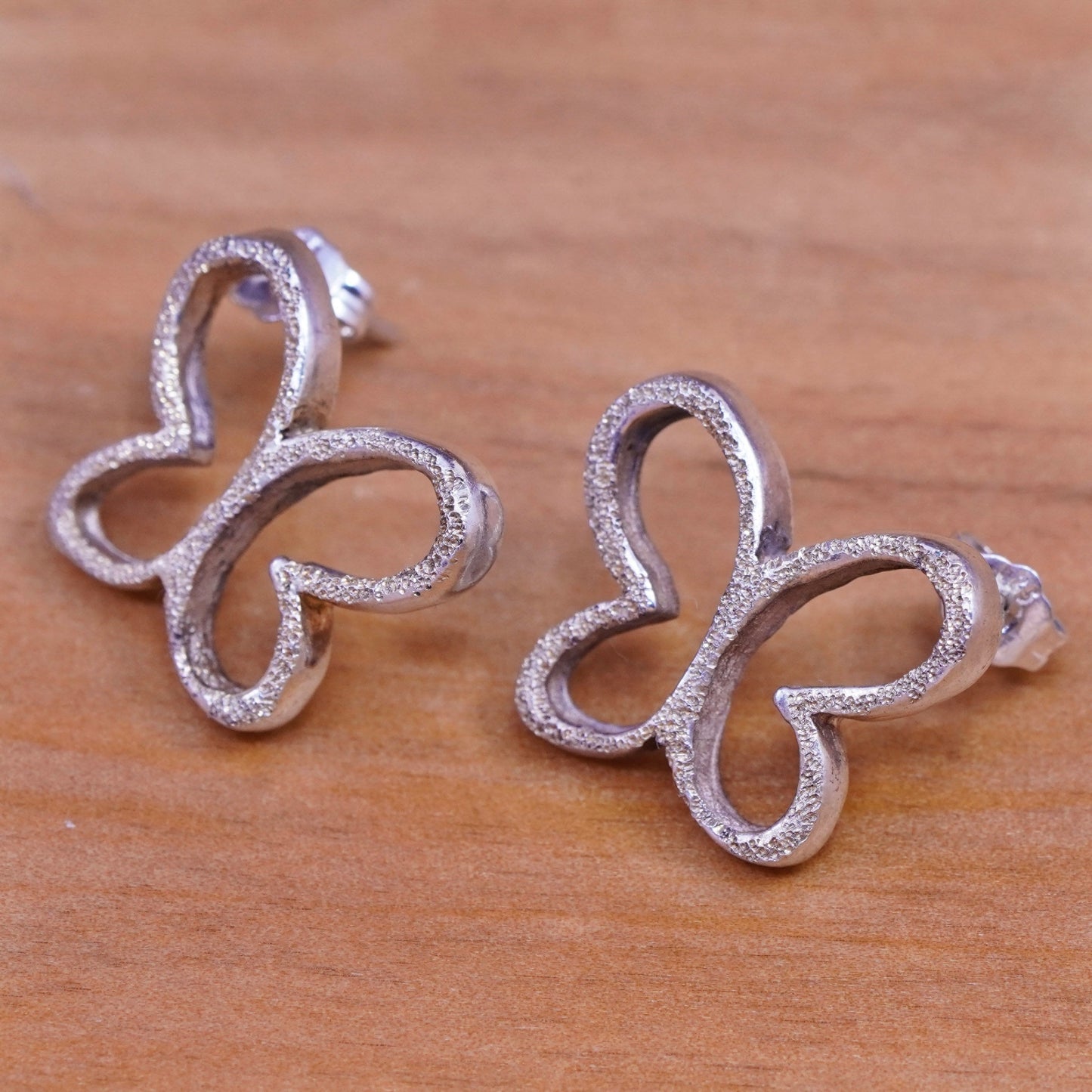 Vintage Sterling 925 silver handmade earrings, glittering studs