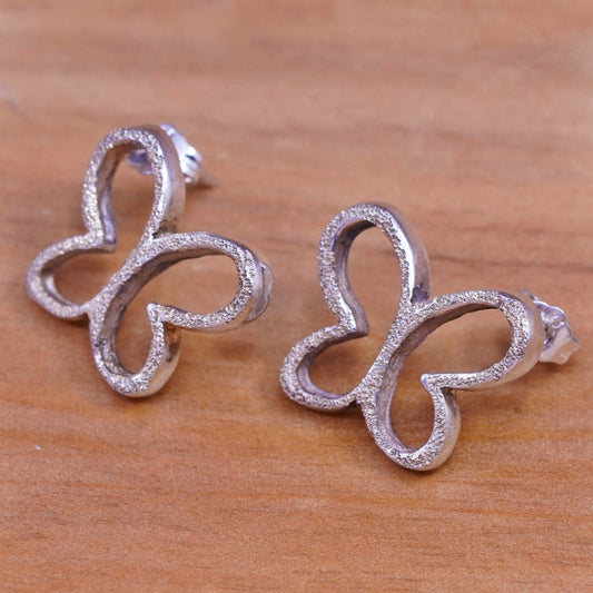 Vintage Sterling 925 silver handmade earrings, glittering studs