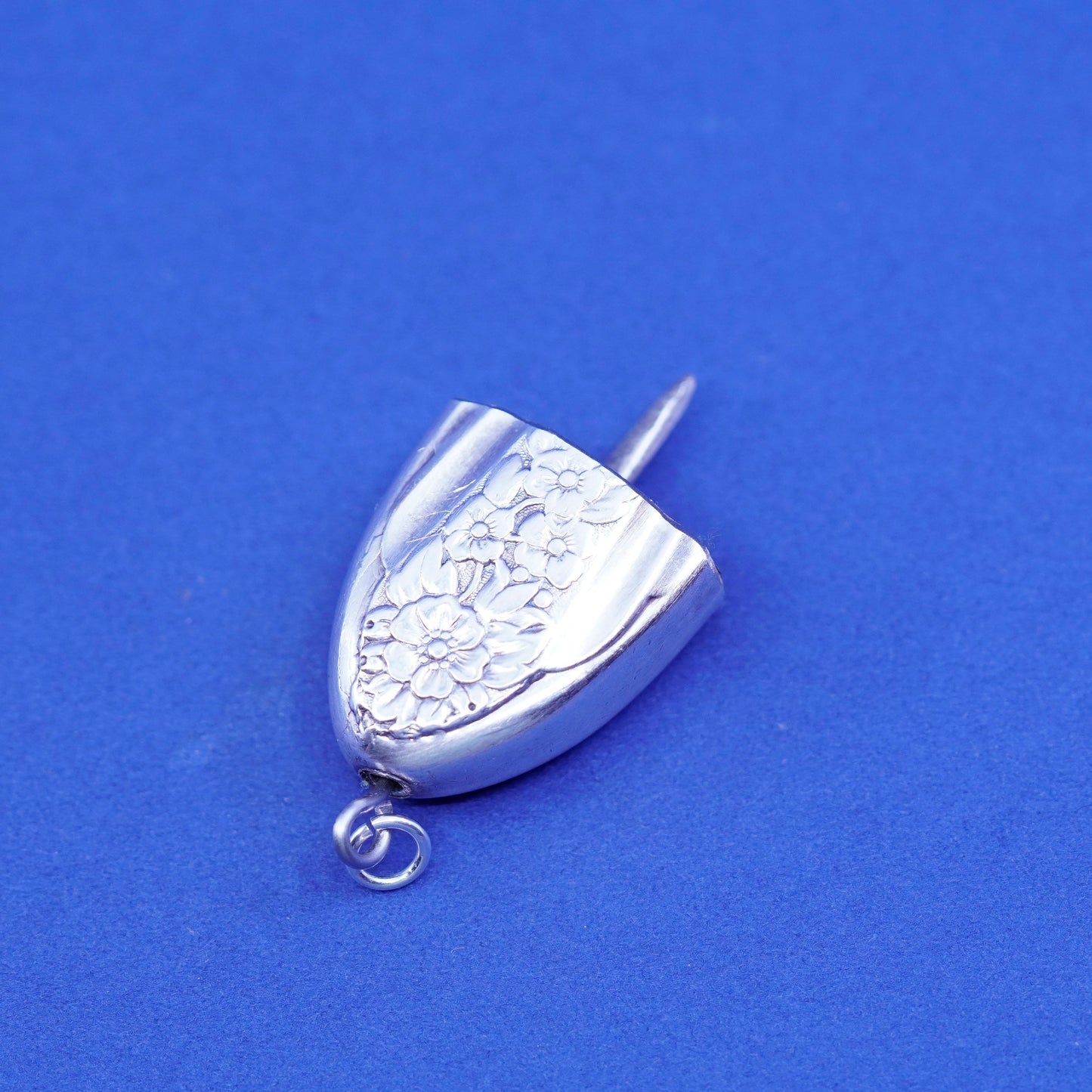 Vintage Sterling silver chime, bell, ring, 925 harmony ball with flower relief