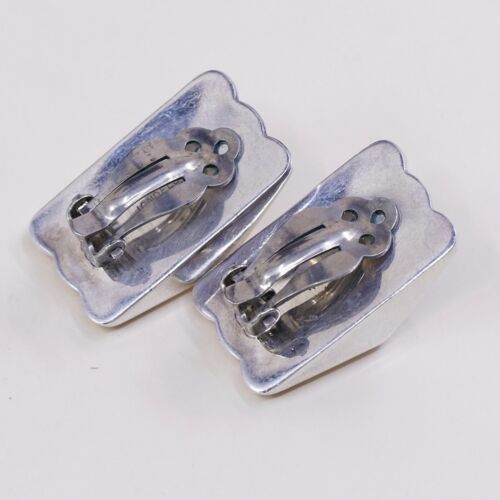 Vtg Jondell Jewelry STERLING 925 SILVER Handmade Earrings, Ribbed 925 Clip On