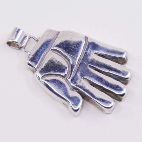 Vintage Handmade Solid Sterling Silver Hand Pendant, Solid 925 Silver Charm