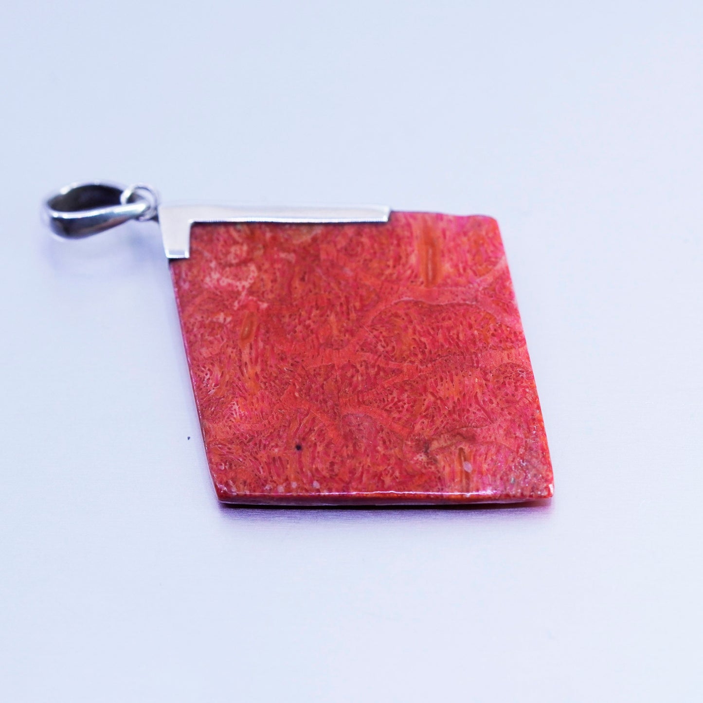 Antique Sterling silver handmade charm, 925 pendant with coral and beads