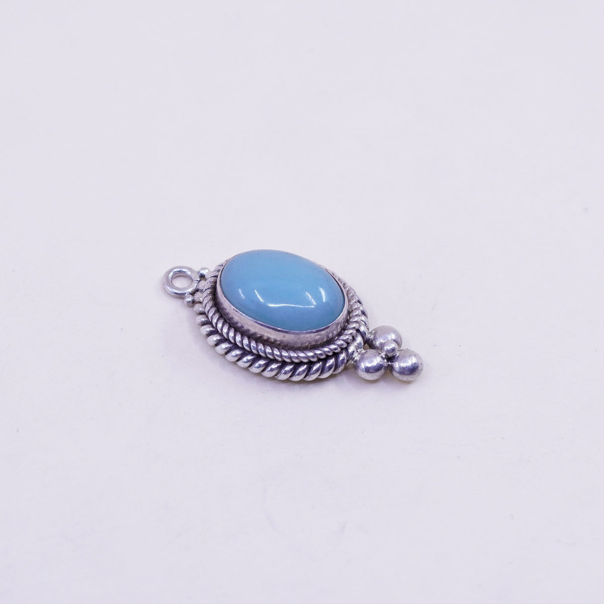 Vintage BA Suarti Sterling 925 Silver Handmade pendant w/ jade and cable around