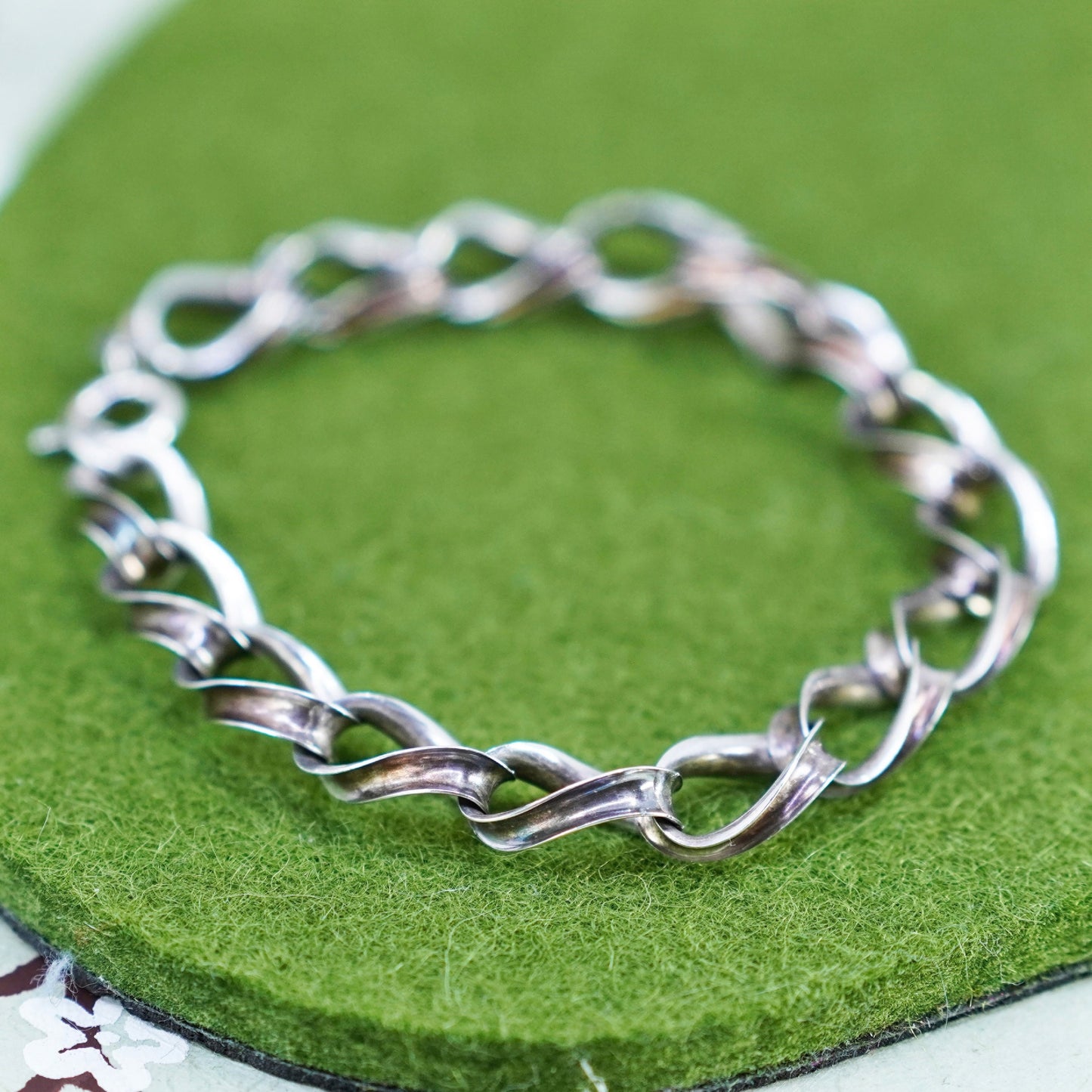 6.75”, 9mm, Vintage BREV sterling 925 silver twisted curb bracelet