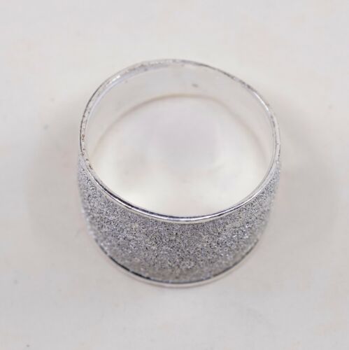 Sz 7, Vtg Sterling Silver Handmade Ring 925 Silver Sparkly Band W/ Matt Surface