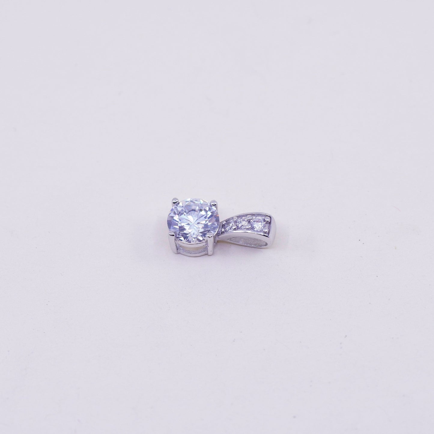 Vintage sterling 925 silver cz crystal charm pendant