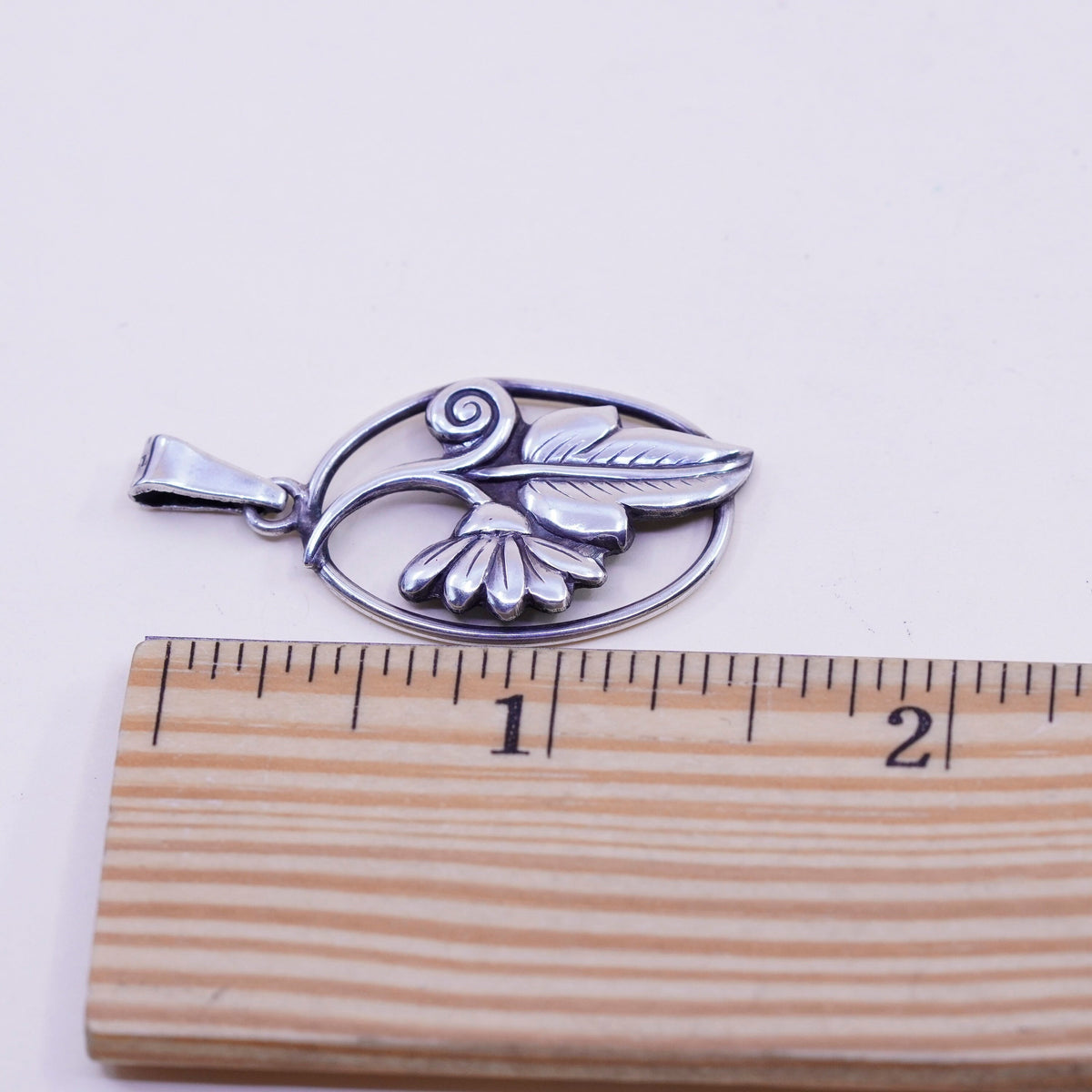 Vintage Sterling silver pendant, 925 leaf charm