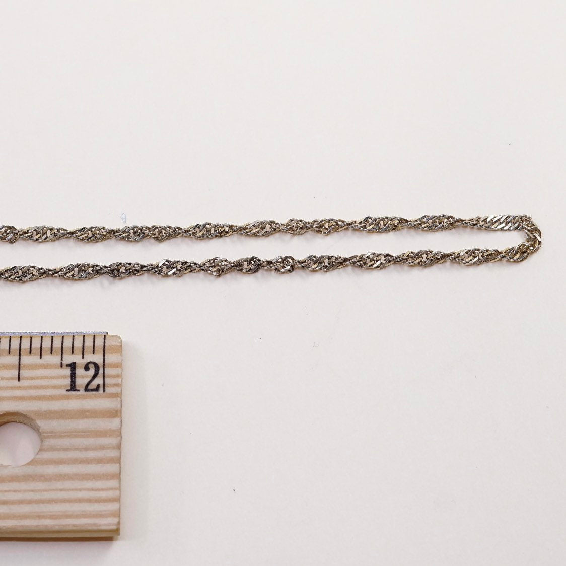 28”, 3mm, vtg Vermeil gold Sterling silver necklace, 925 Singapore rope chain