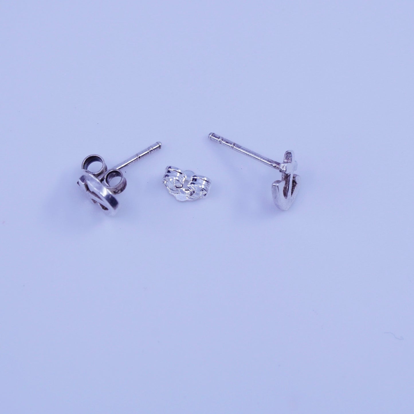 Vintage Sterling silver handmade earrings, 925 anchor studs