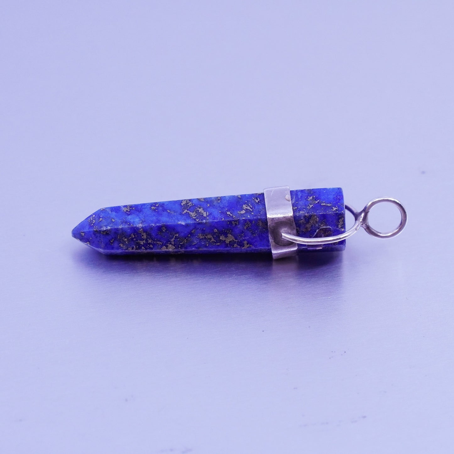 antique sterling 925 silver handmade healing crystal pendant with lapis lazuli