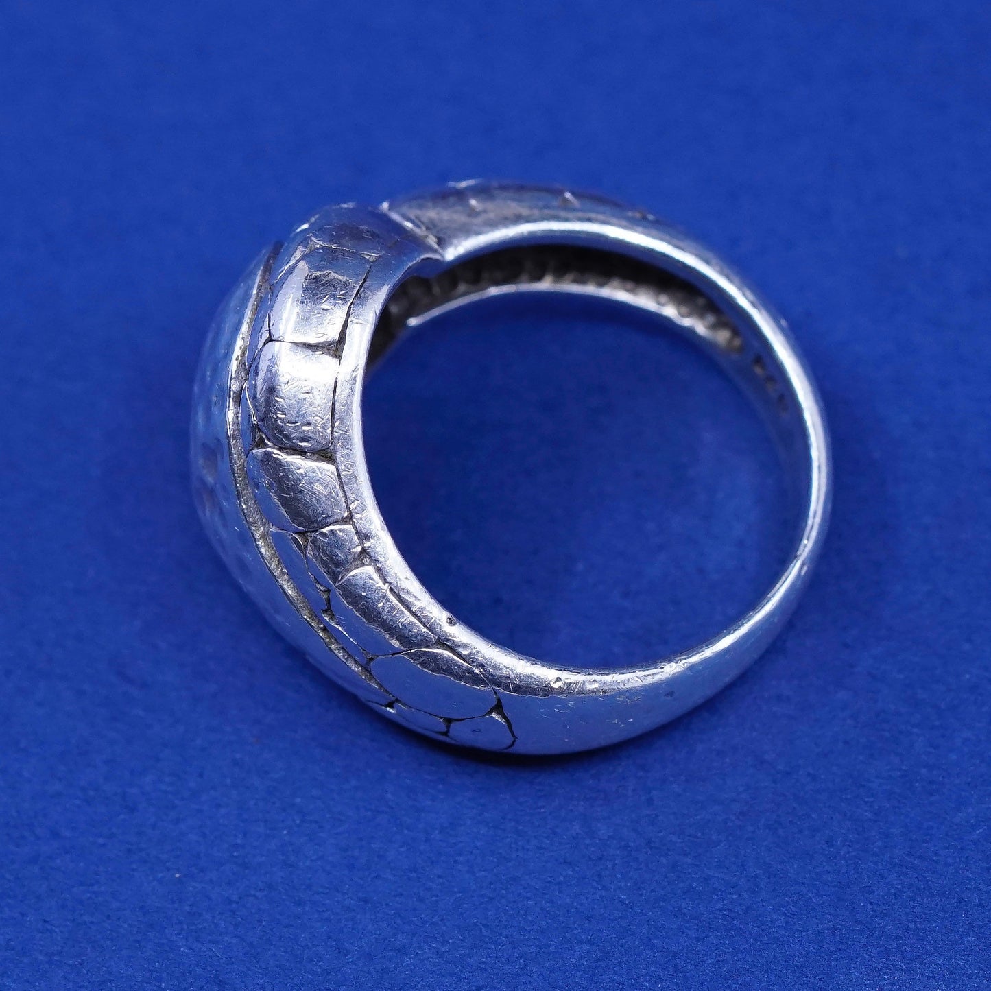 sz 5.75, vtg Sterling silver handmade ring, mexico 925 Statement hammered band