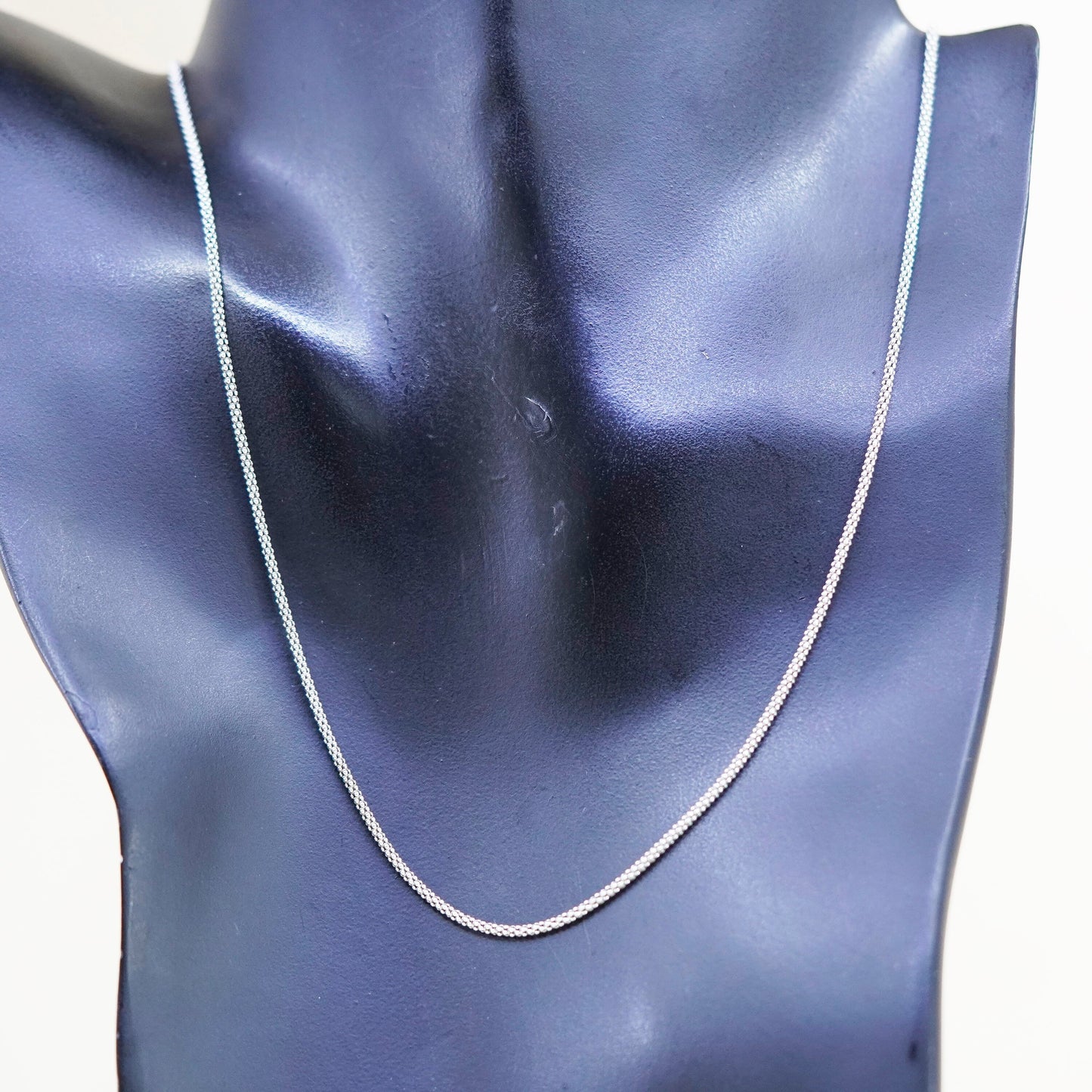 18” 1mm, sterling silver handmade necklace, 925 silver popcorn chain