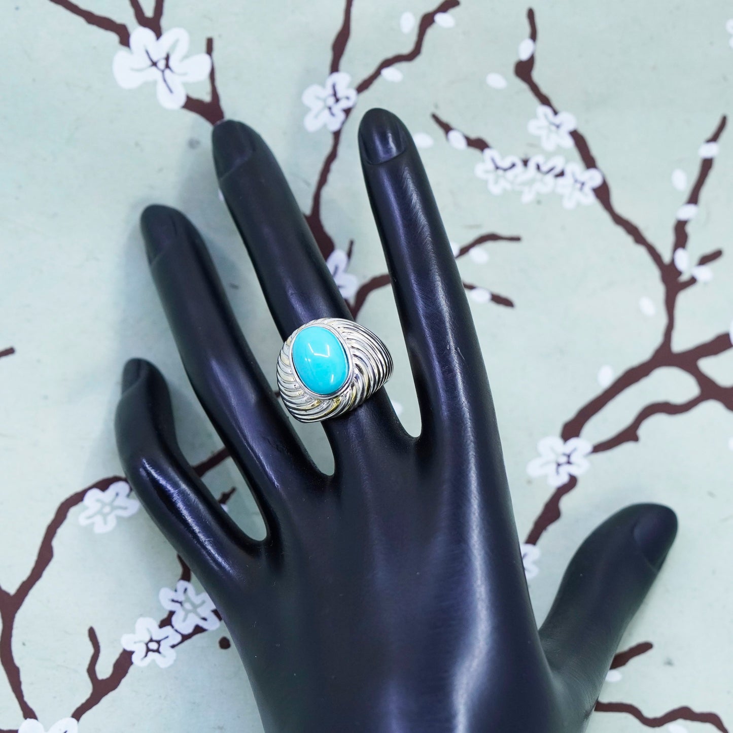 Size 6, southwestern sterling silver handmade 925 ring turquoise, southwestern