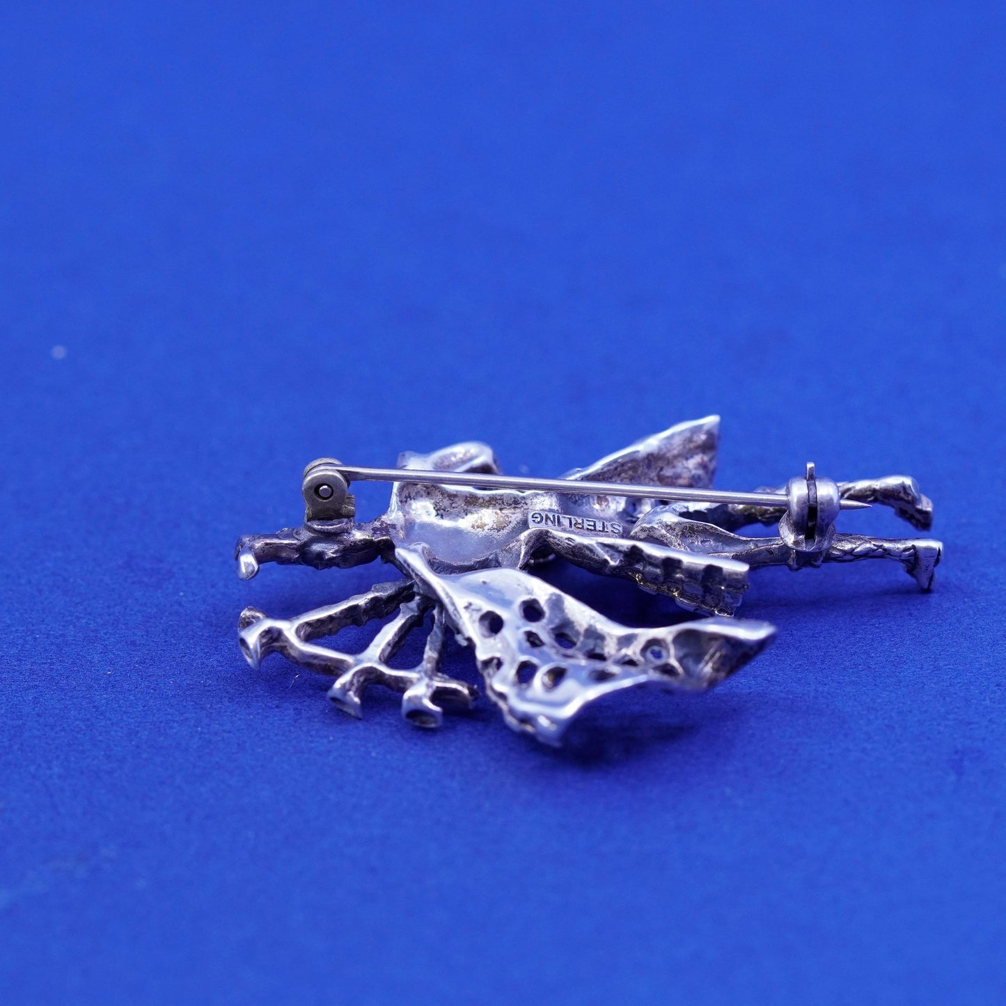Vintage Sterling silver handmade brooch, 925 Scottish traditional bagpipe pin
