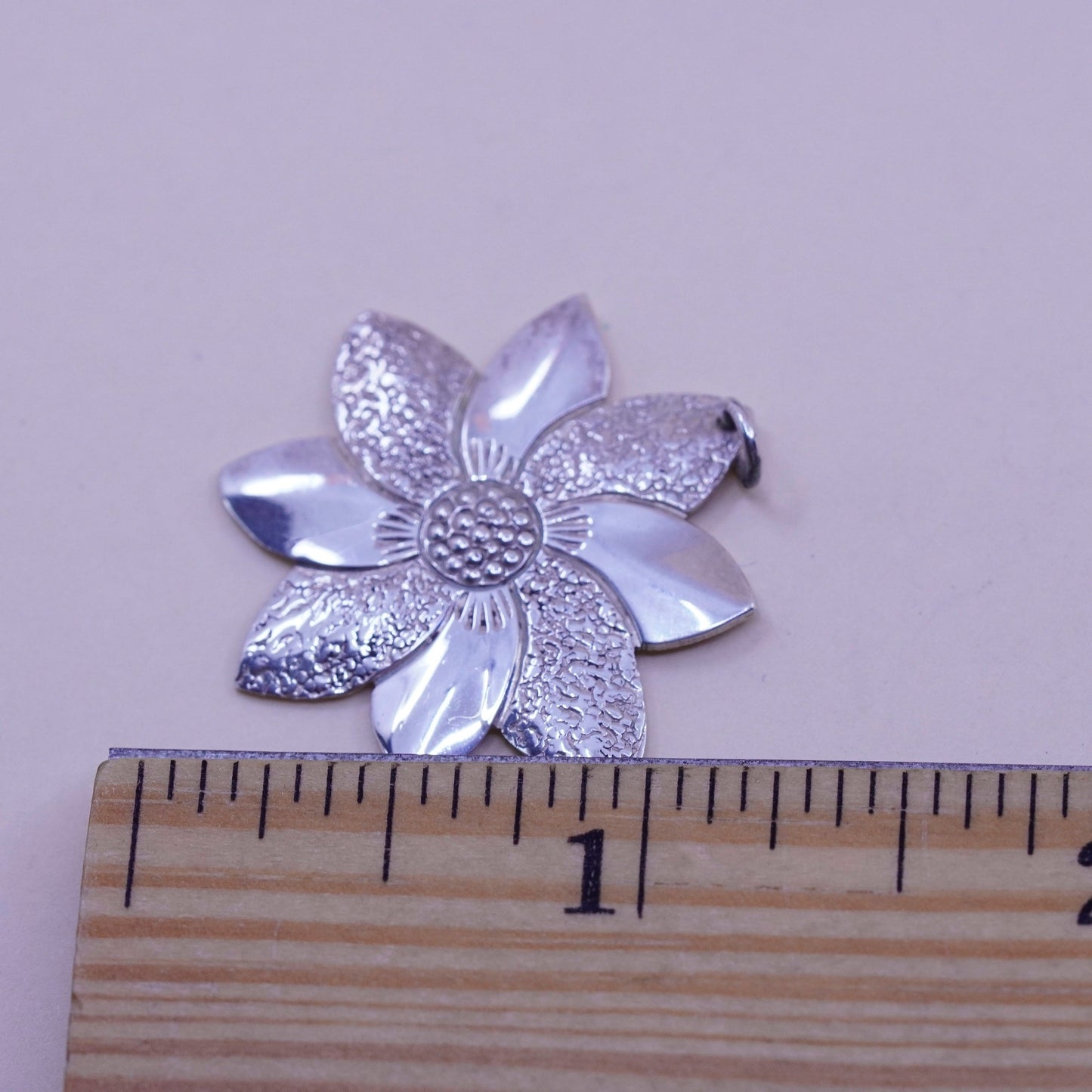 Vintage Sterling silver handmade pendant, 925 flower charm