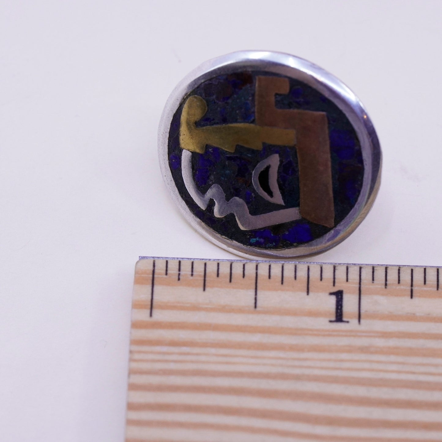 hecho en taxco triple tone sterling 925 silver screw back earrings with lapis