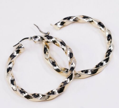 2”, Turkey Vermeil gold over Sterling Silver Twisted hoops 925 Handmade Earrings