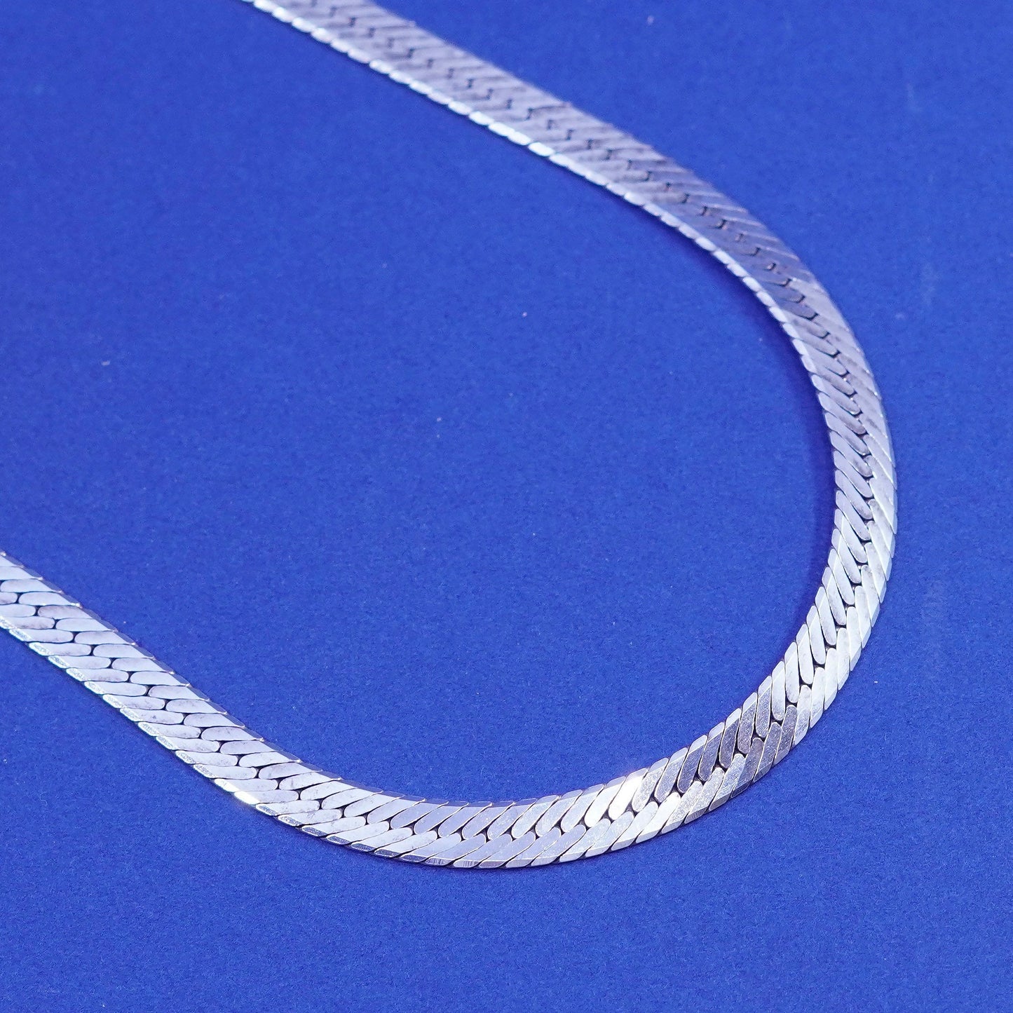 24”, 6mm, vintage Sterling silver handmade necklace, 925 herringbone chain