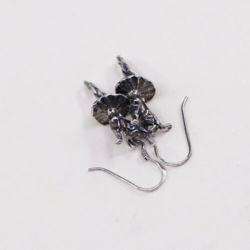 Vtg Sterling 925 Silver Handmade Solid Ballerina Dancer Earrings