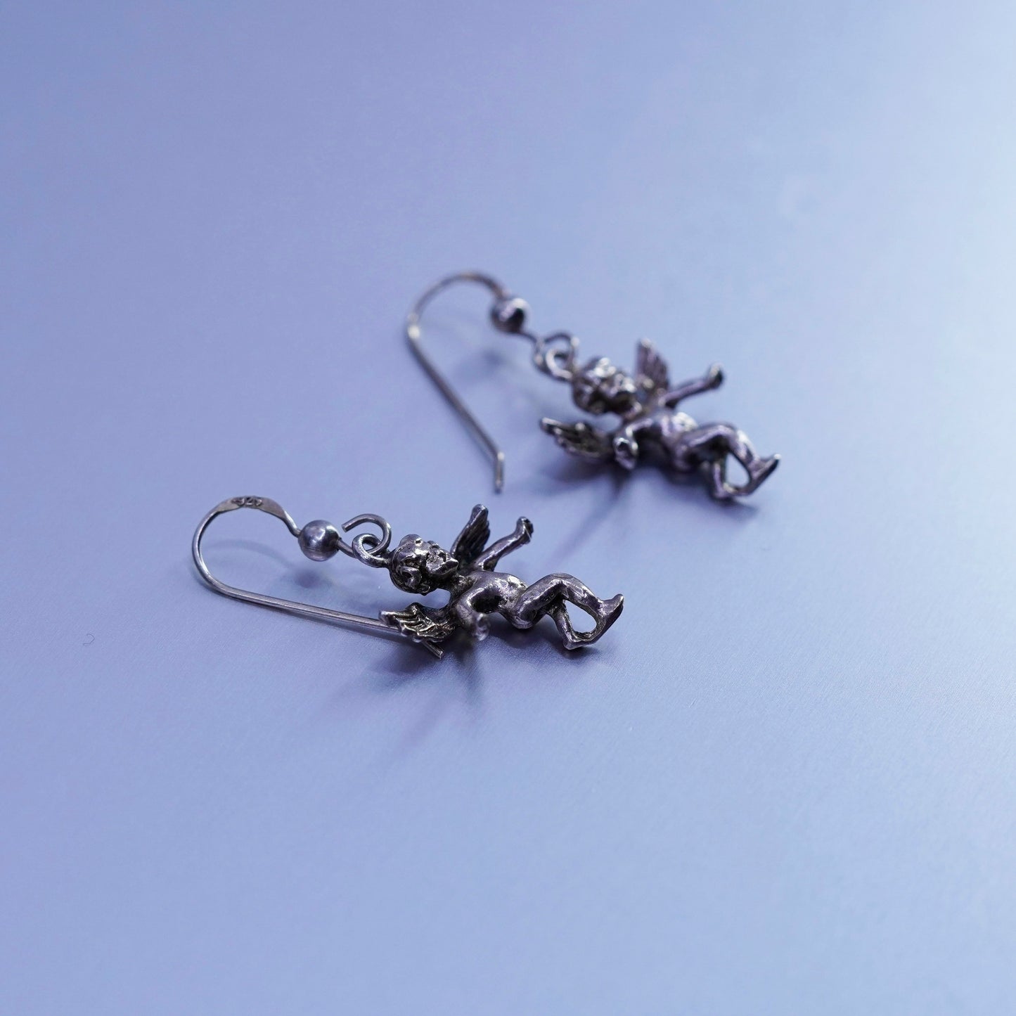 vintage Sterling silver handmade earrings, 925 Angel dangles