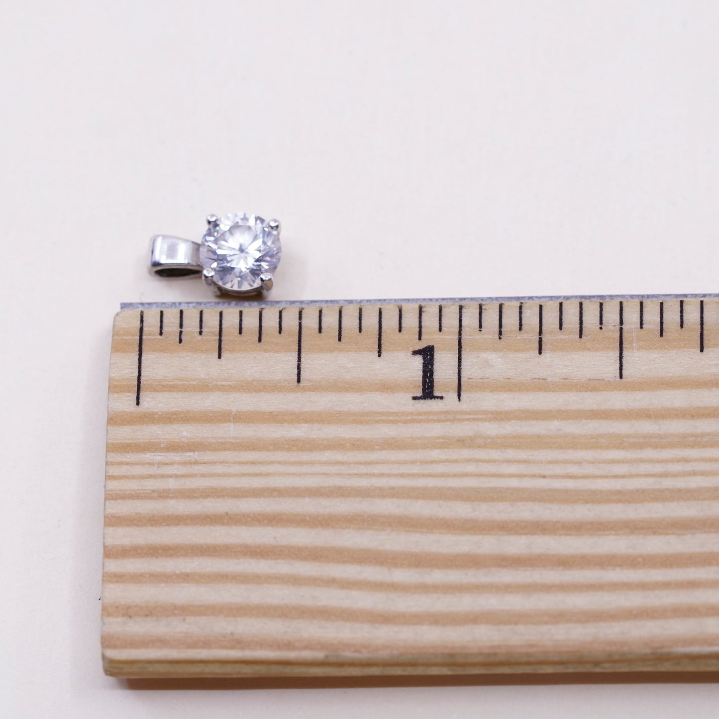 Vintage sterling silver cz crystal pendant, 925 handmade charm