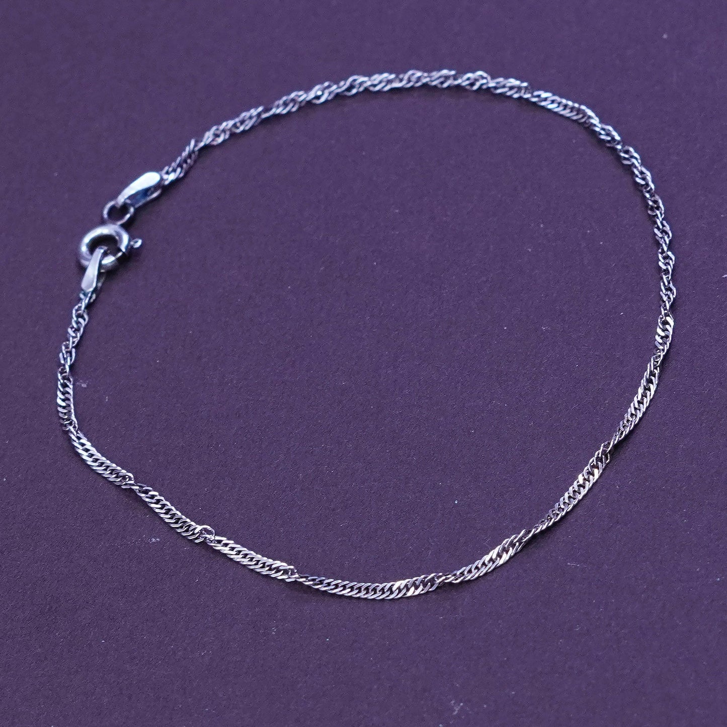 6.5”, vintage Sterling silver handmade bracelet, Italy 925 twisted curb chain
