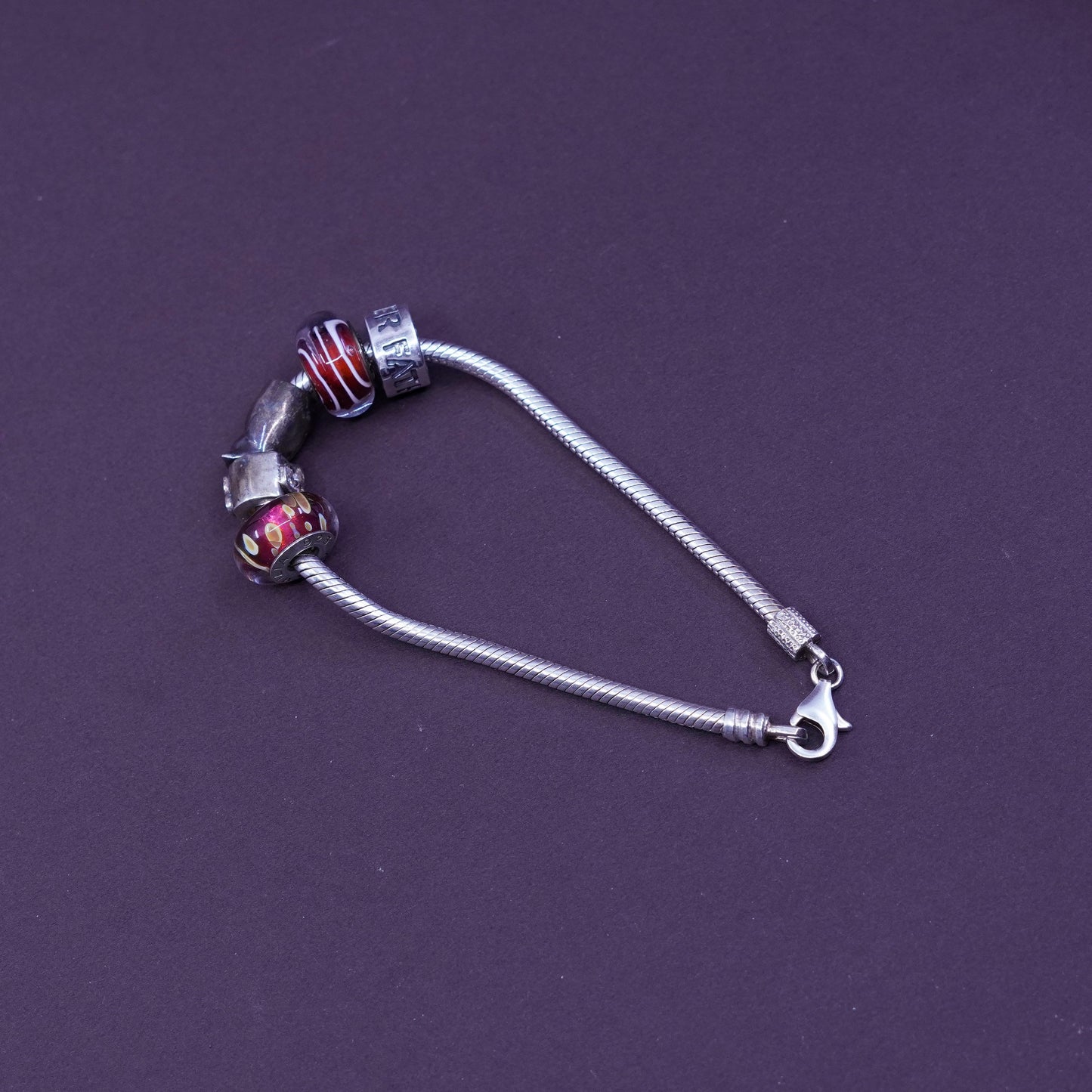 6.75”, CHAMILIA CHAM sterling silver bracelet, 925 snake chain with father cat
