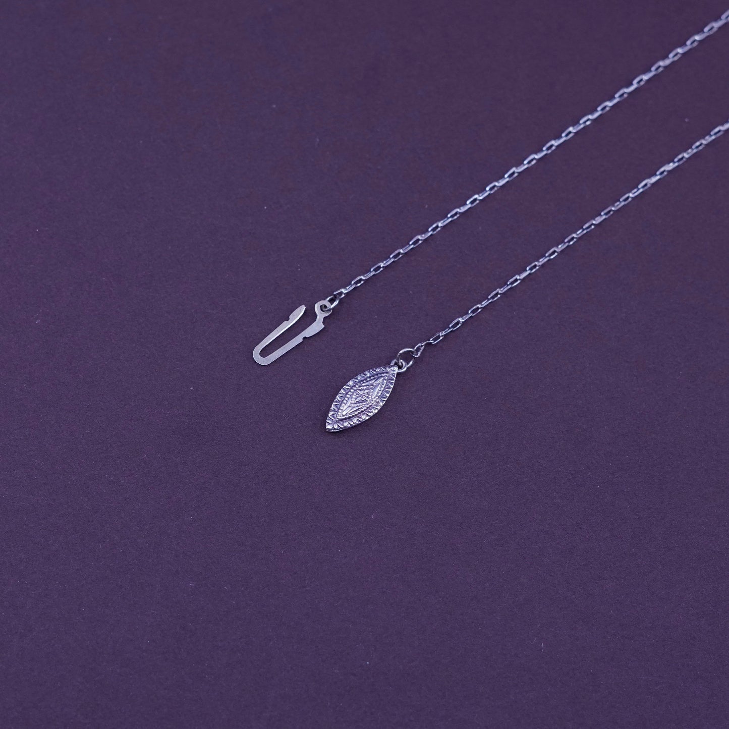 16”, Sterling silver handmade necklace, 925 elongated chain pearl cage pendant