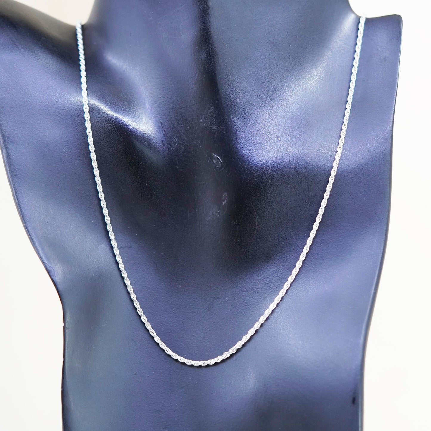 24” 2mm, vintage Sterling silver necklace, 925 rope chain