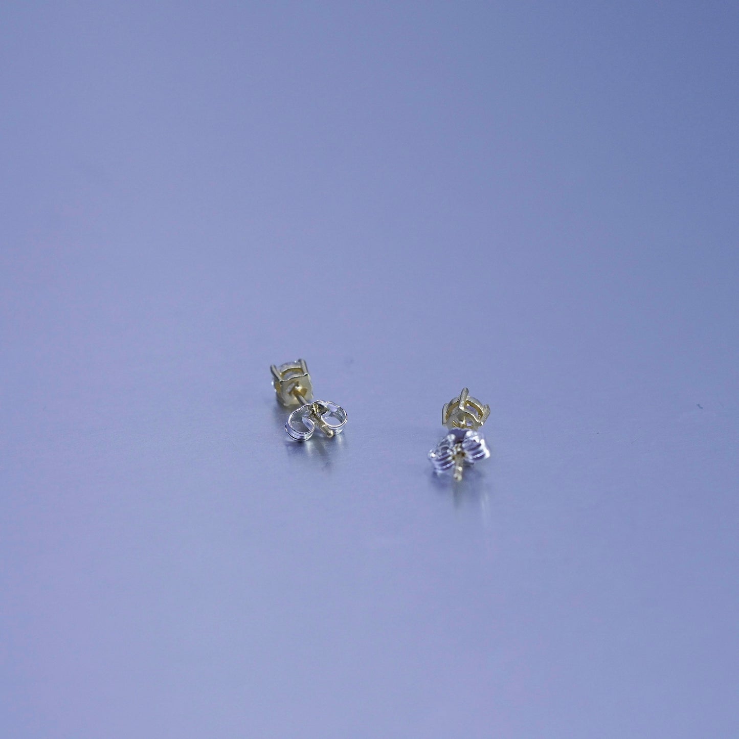 Vintage vermeil gold over Sterling 925 silver earrings, studs with cz