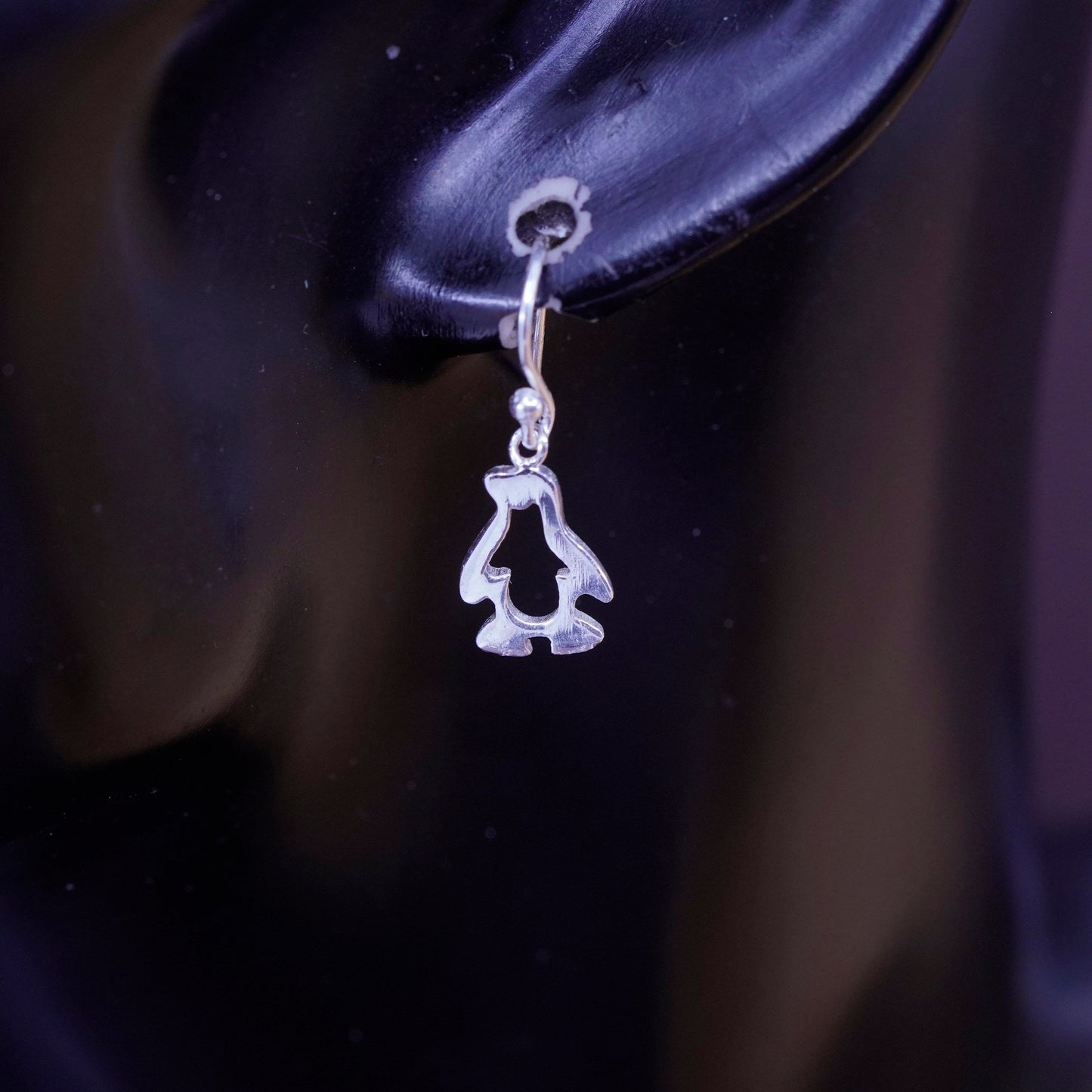Vintage Sterling silver handmade earrings, 925 penguin bird