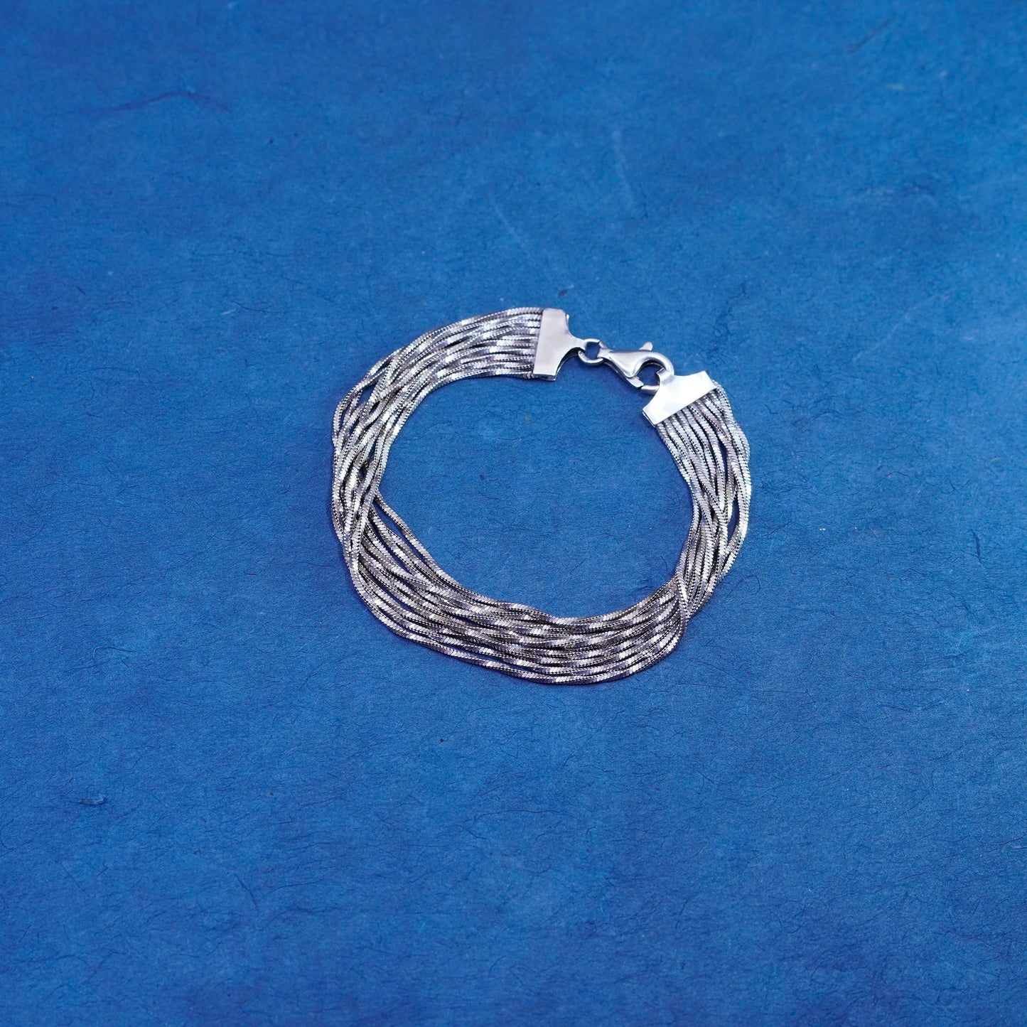 6.75”, vintage Sterling silver handmade bracelet, 925 multi strands snake chain
