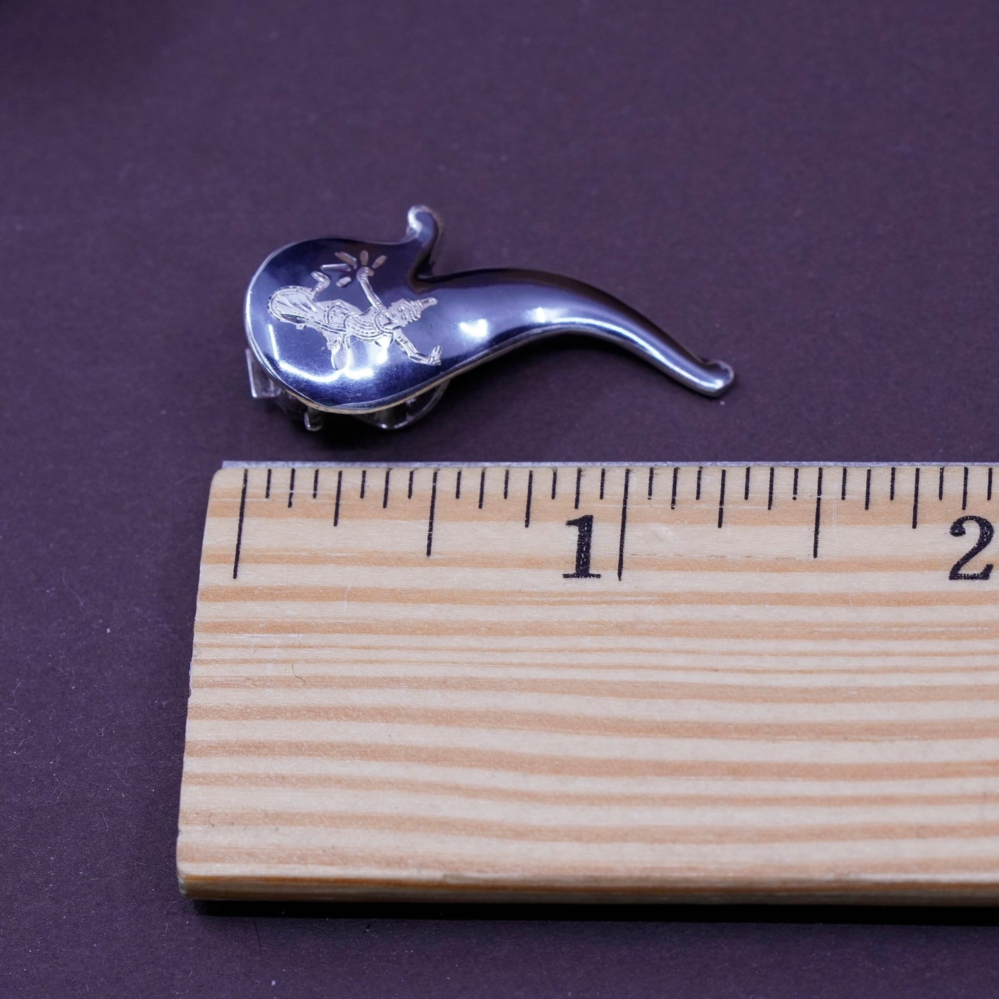Siam sterling silver clip on earrings, 925 teardrop earrings, niello, Siam