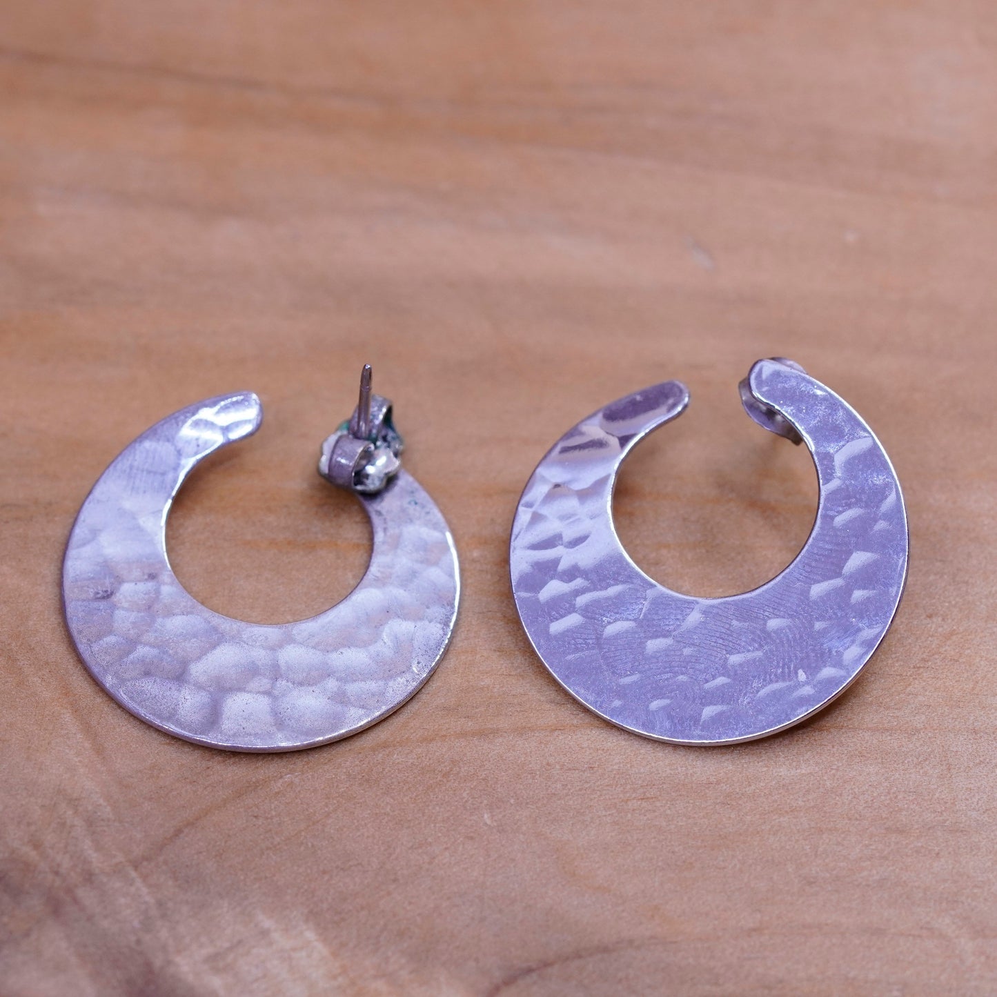 Vintage Sterling silver handmade earrings 925 hammered textured studs
