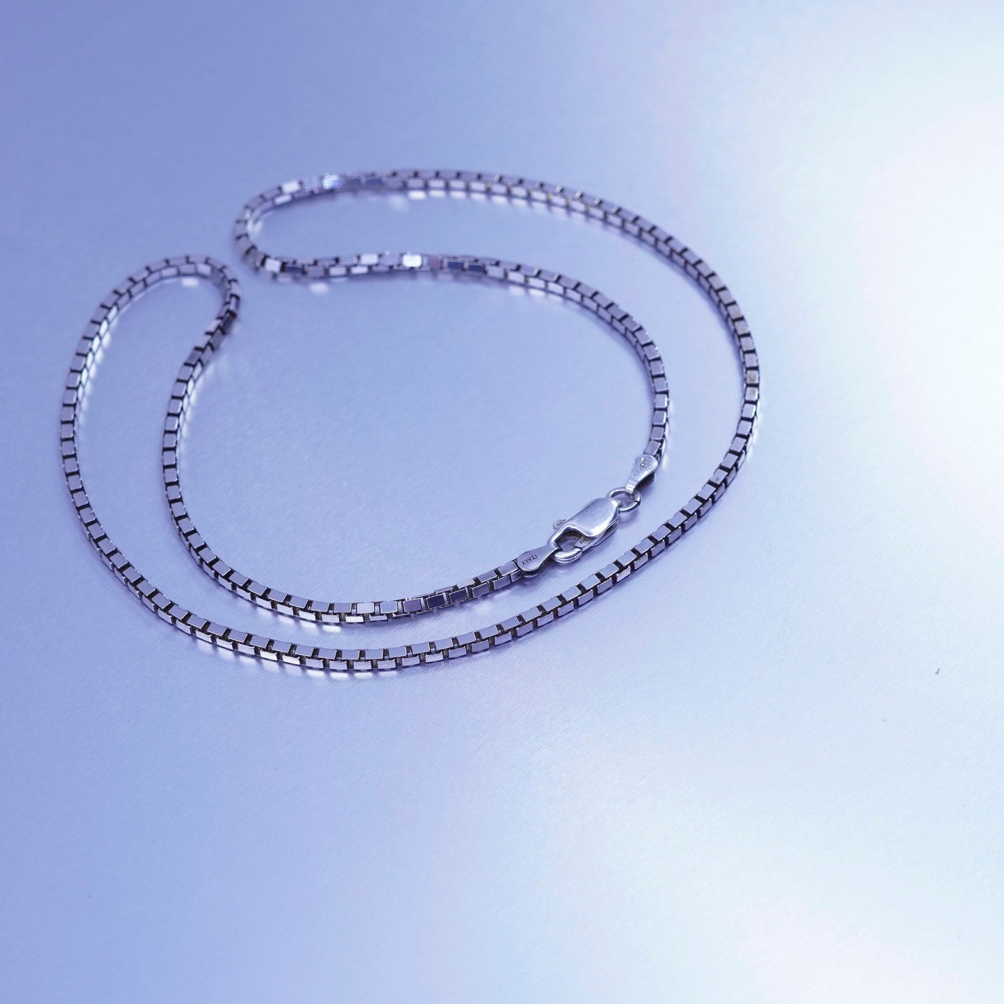 18” 2mm, vintage Italy 925 silver box chain necklace