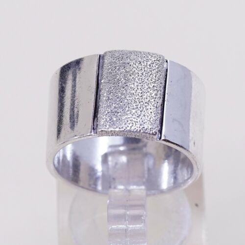 Size 6.25, Vtg Israel S Giver Sterling Silver Handmade Ring 925 Wide Band