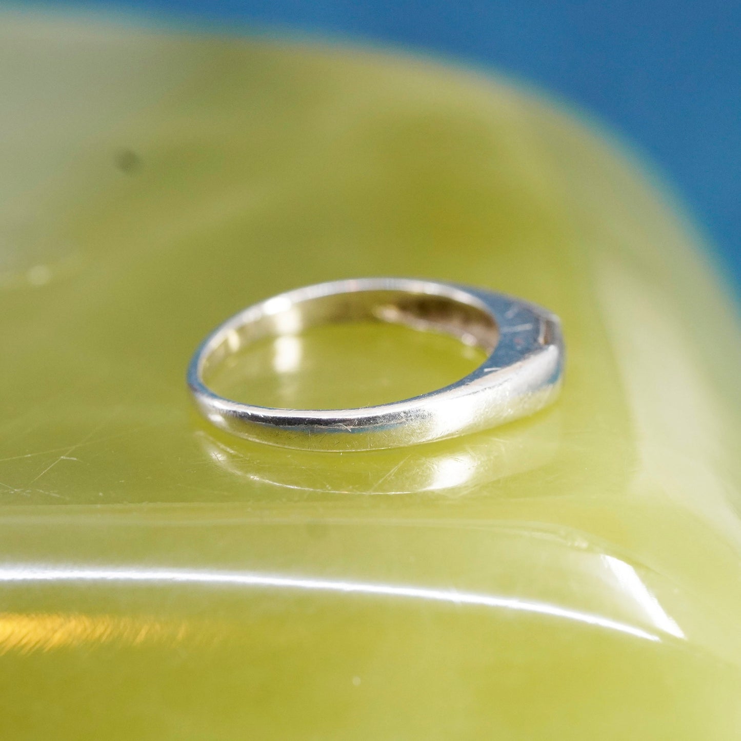 Size 7.25, vintage sterling silver handmade ring, 925 stackable band w/ abalone